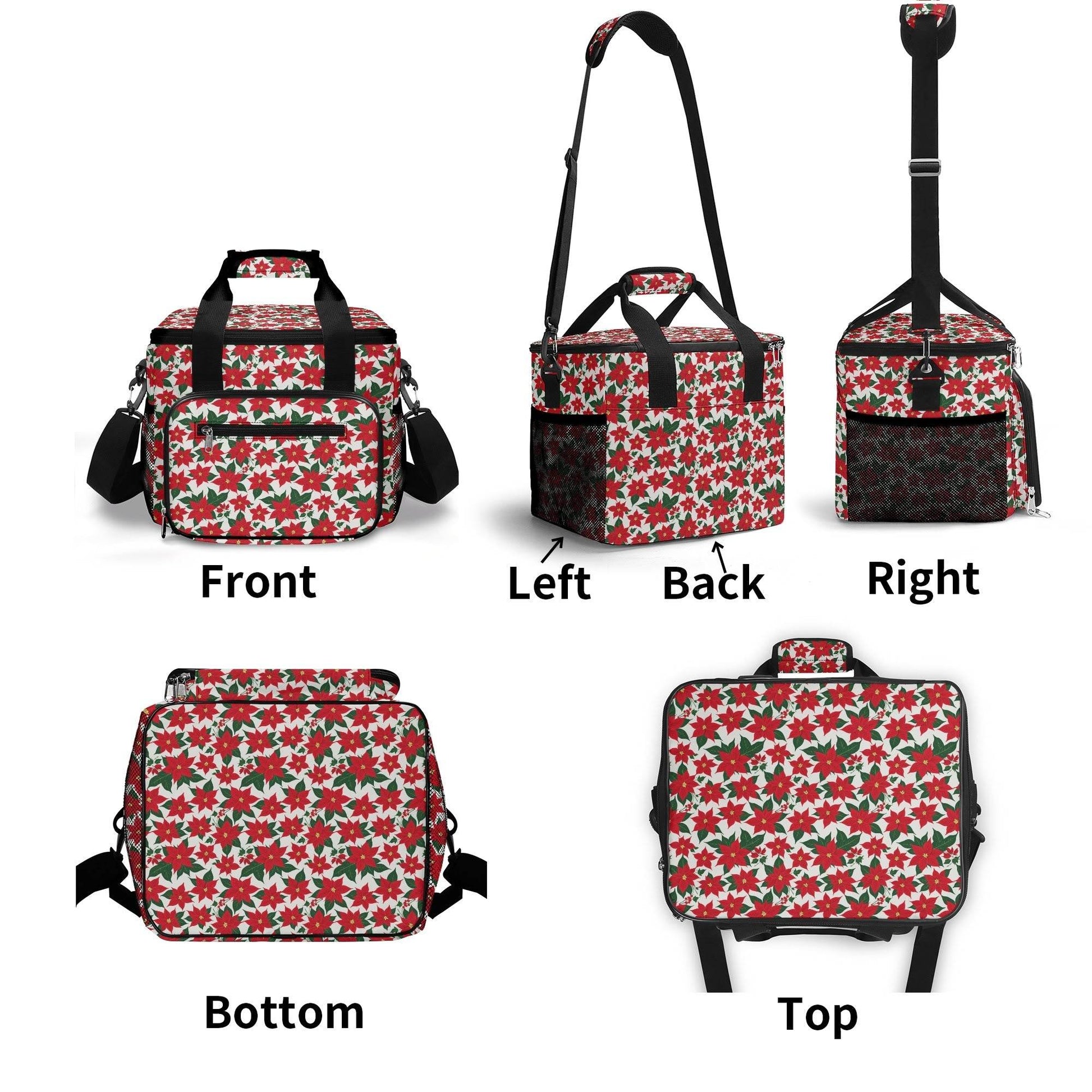 Poinsettia Floral Insulated Leakproof Cooler Bag Lunch Box - DeRose Seasonal