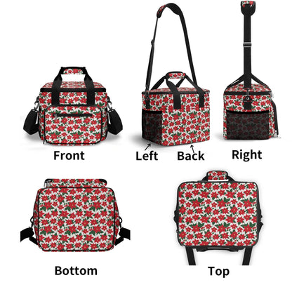 Poinsettia Floral Insulated Leakproof Cooler Bag Lunch Box - DeRose Seasonal