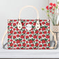 Poinsettia Floral Luxury Women Leather Handbag (3 sizes) - DeRose Seasonal