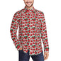 Poinsettia Floral Men's Classic Long-Sleeved Button up Polyester Dress Shirt - DeRose Seasonal