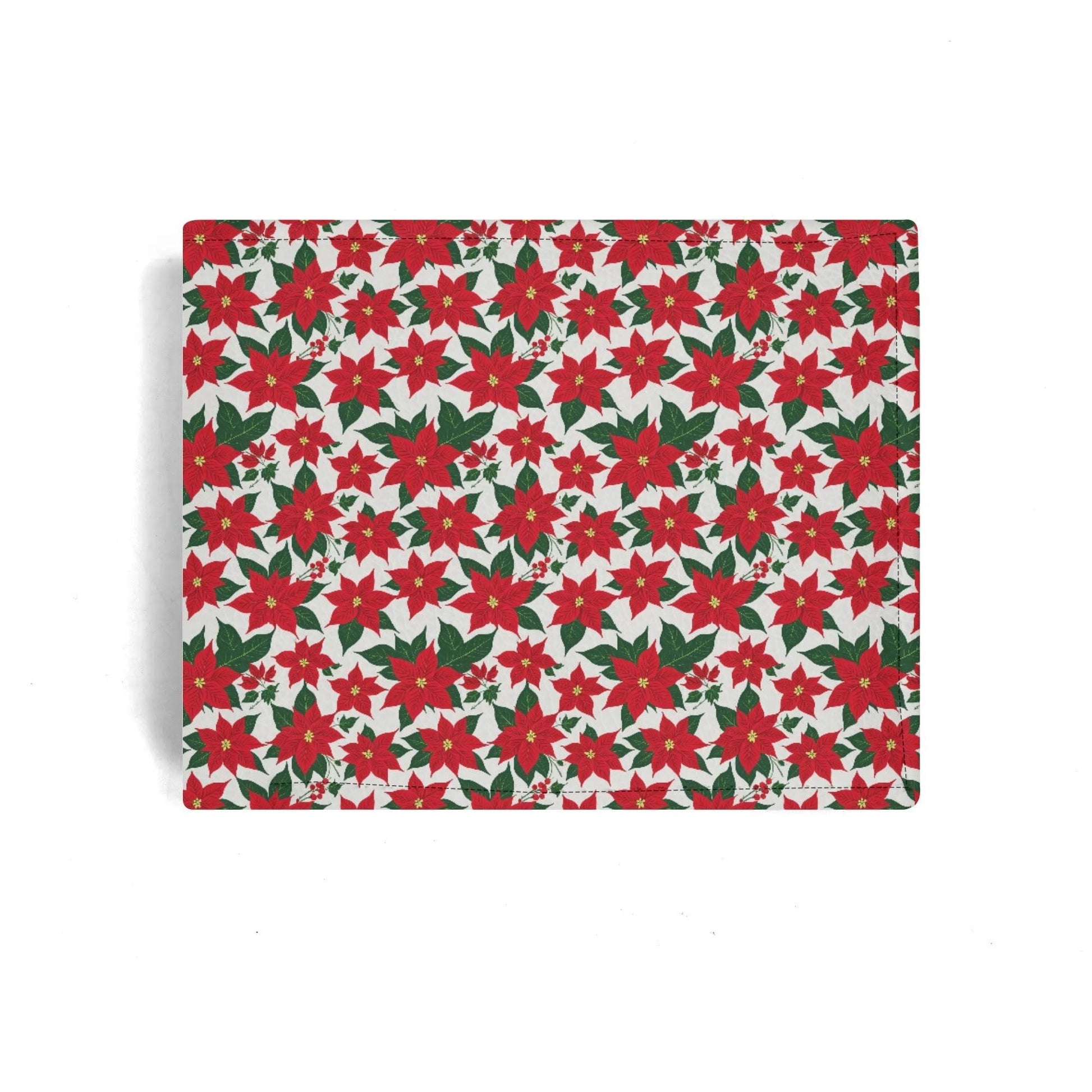 Poinsettia Floral Men's Minimalist Leather Folded Wallet - DeRose Seasonal