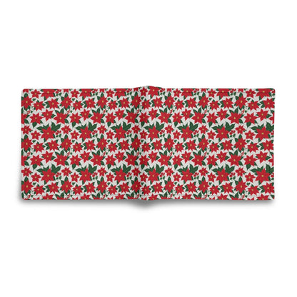 Poinsettia Floral Men's Minimalist Leather Folded Wallet - DeRose Seasonal