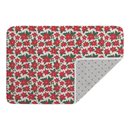 Poinsettia Floral Plush Indoor Doormat - DeRose Seasonal
