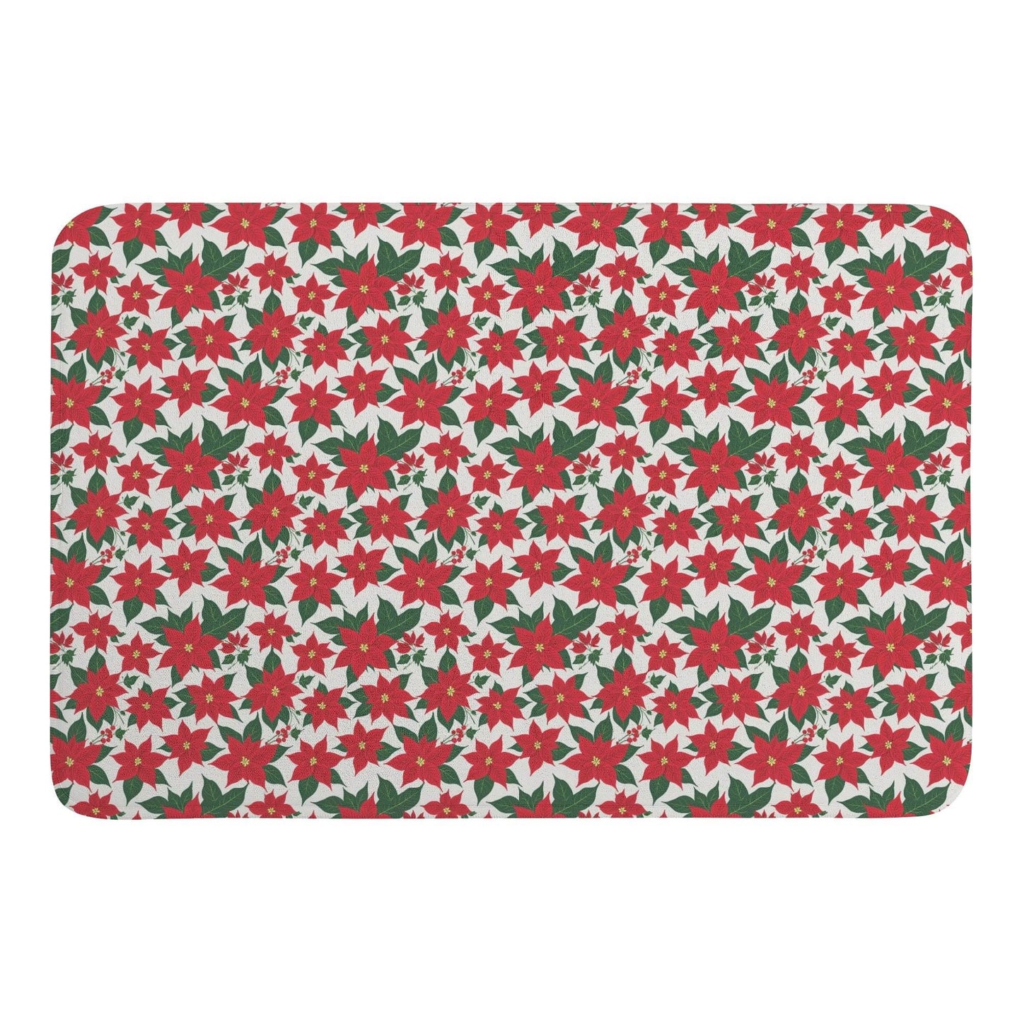 Poinsettia Floral Plush Indoor Doormat - DeRose Seasonal