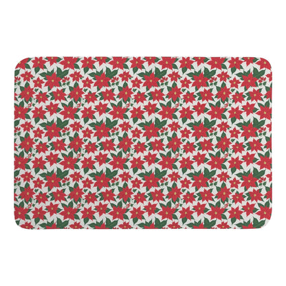 Poinsettia Floral Plush Indoor Doormat - DeRose Seasonal