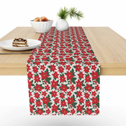 Poinsettia Floral Polyester Table Runner - DeRose Seasonal