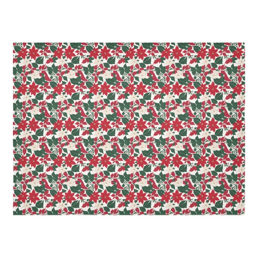 Poinsettia Floral Polyester Tablecloth Polyester Tablecloth 70"x 52" DeRose Seasonal