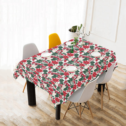 Poinsettia Floral Polyester Tablecloth Polyester Tablecloth 70"x 52" DeRose Seasonal