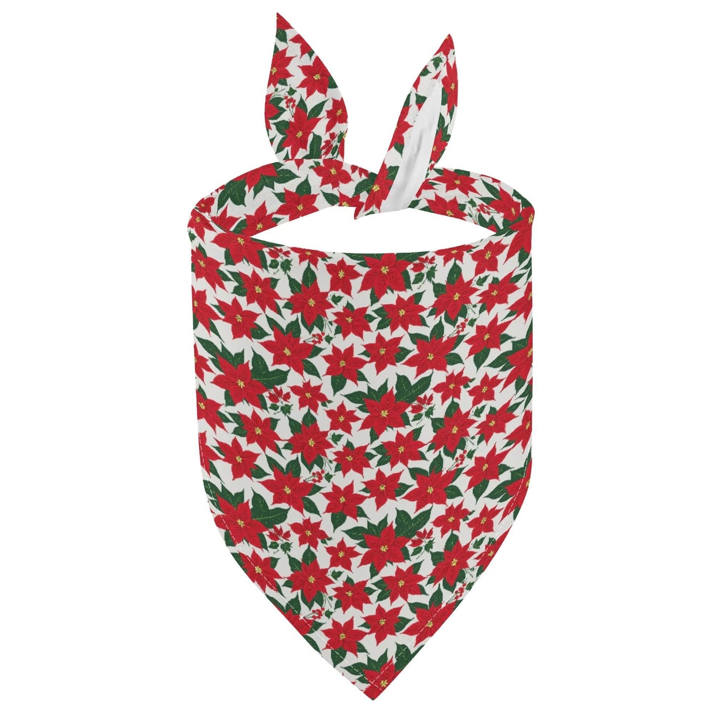 Poinsettia Floral Scarf Pet Adjustable Bandanas for Dogs Cats - DeRose Seasonal