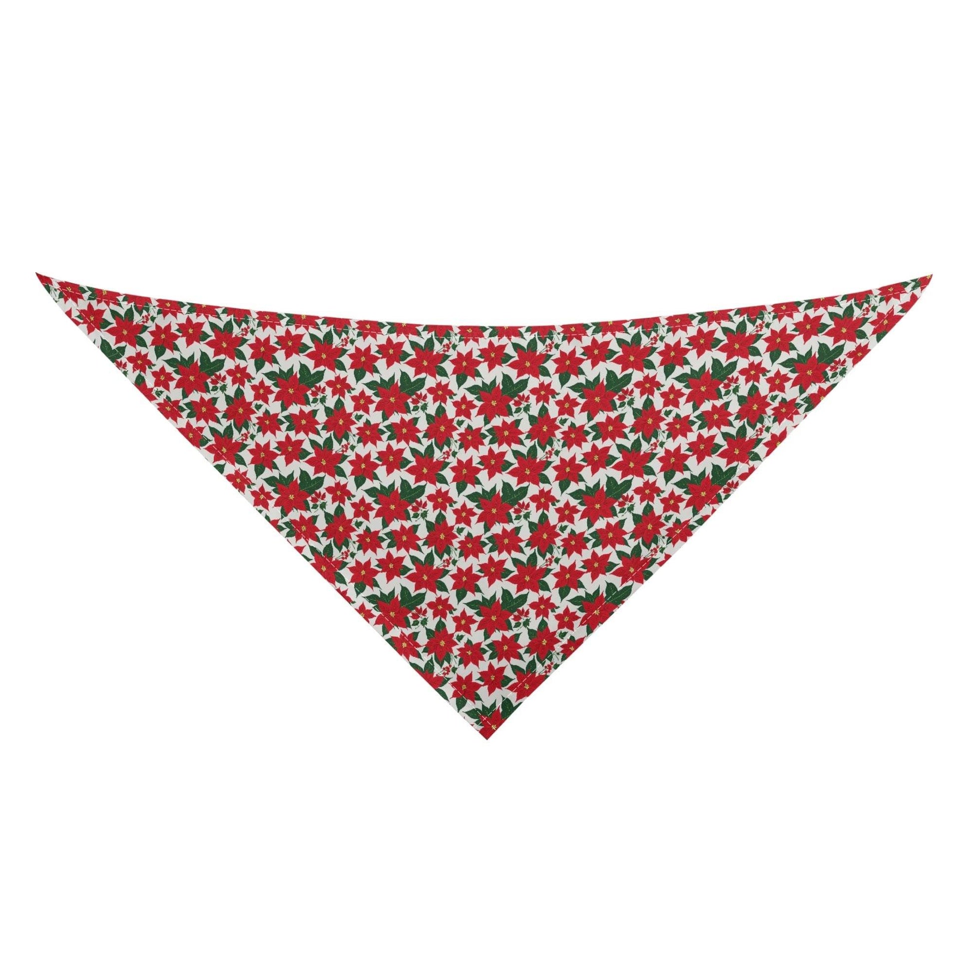 Poinsettia Floral Scarf Pet Adjustable Bandanas for Dogs Cats - DeRose Seasonal