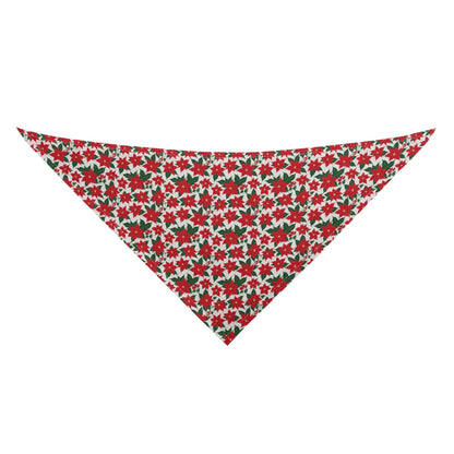 Poinsettia Floral Scarf Pet Adjustable Bandanas for Dogs Cats - DeRose Seasonal