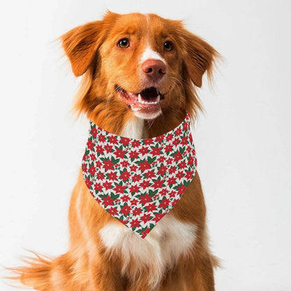Poinsettia Floral Scarf Pet Adjustable Bandanas for Dogs Cats - DeRose Seasonal