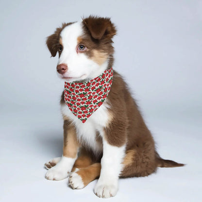 Poinsettia Floral Scarf Pet Adjustable Bandanas for Dogs Cats - DeRose Seasonal