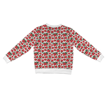 Poinsettia Floral Women's Cardigan Button Sweater Custom Women's Cardigan (Model H73) - DeRose Seasonal