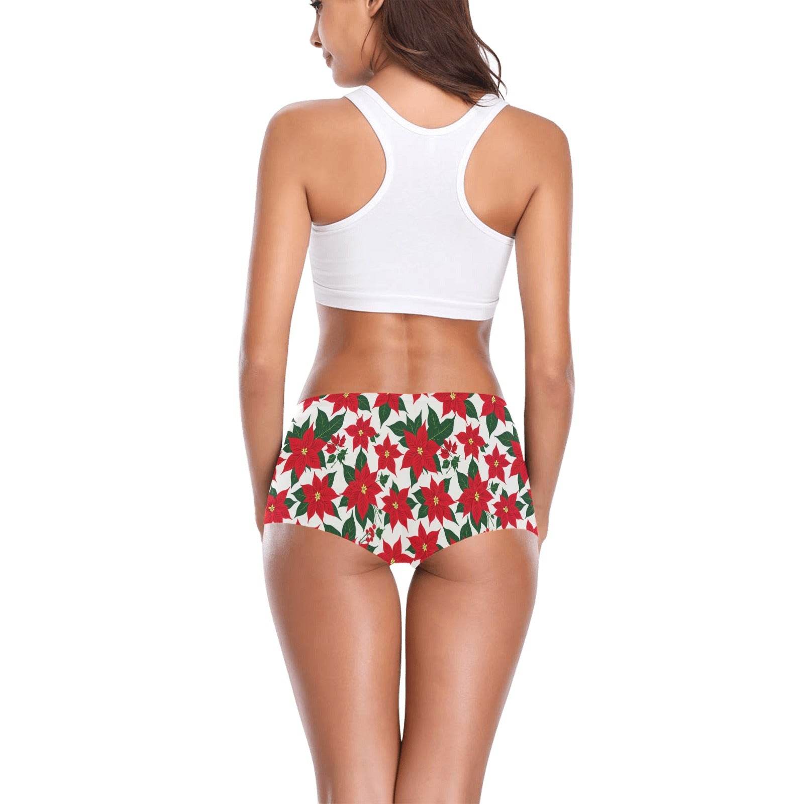 Poinsettia Floral Women's Underwear Shorts - DeRose Seasonal