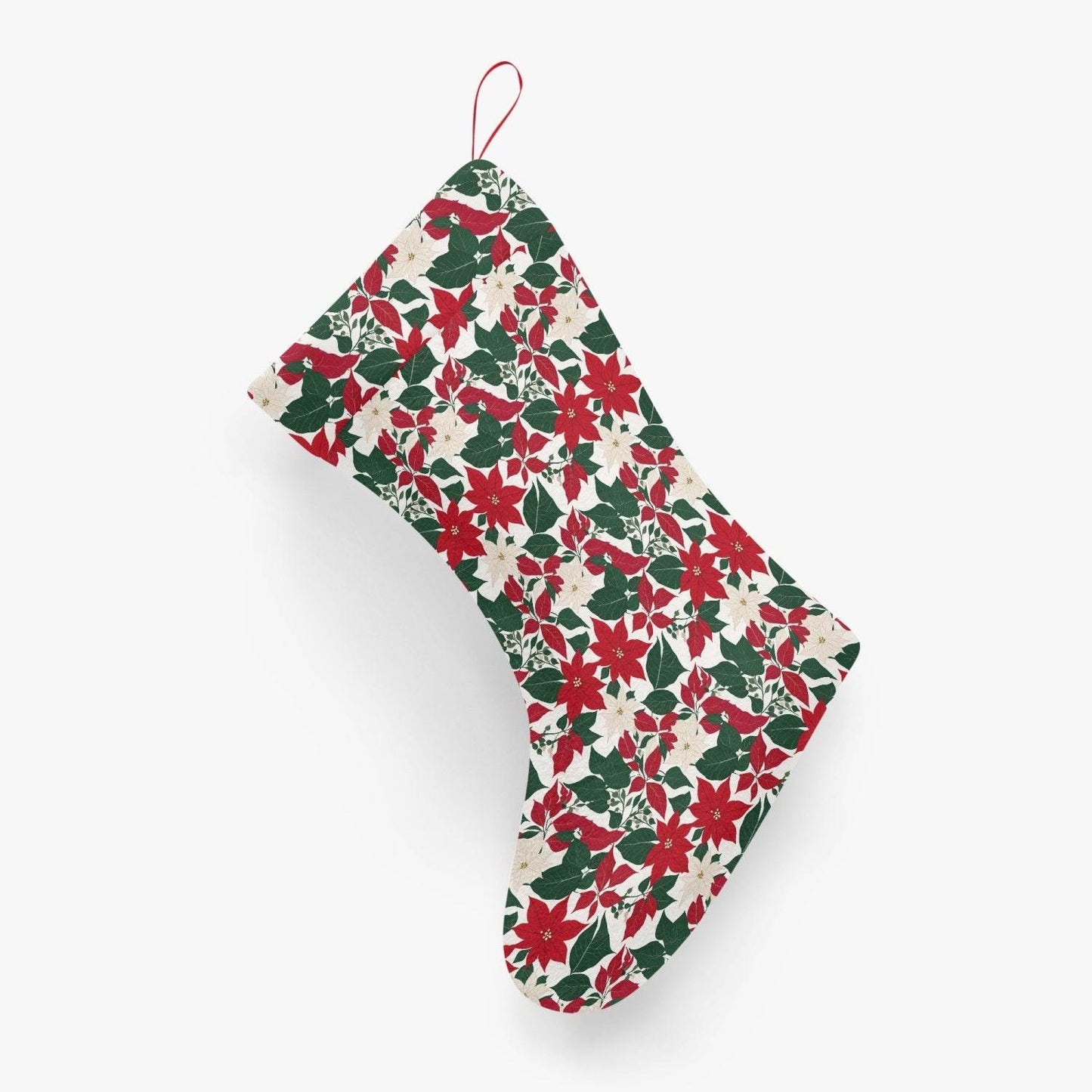 Red and White Poinsettia Christmas Santa Stockings - BUY ONE GET ONE FREE -BOGO - DeRose Seasonal