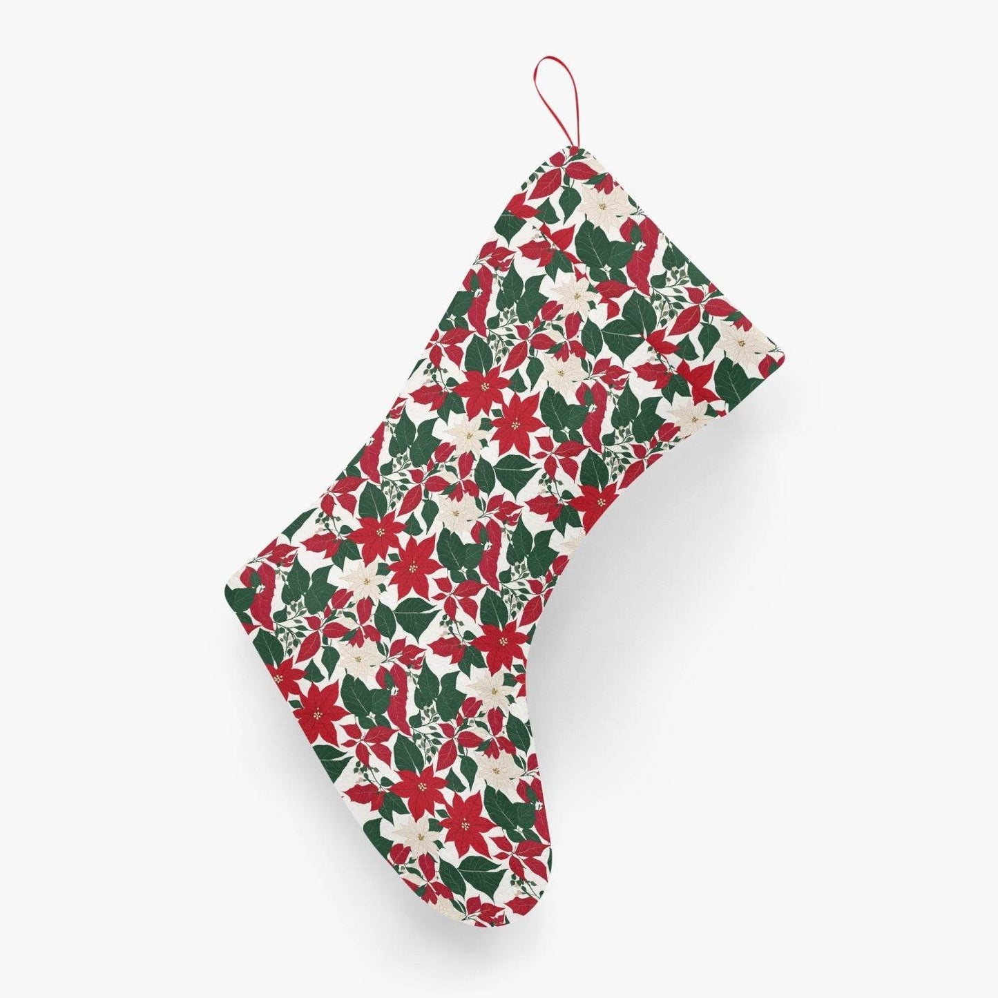 Red and White Poinsettia Christmas Santa Stockings - BUY ONE GET ONE FREE -BOGO - DeRose Seasonal