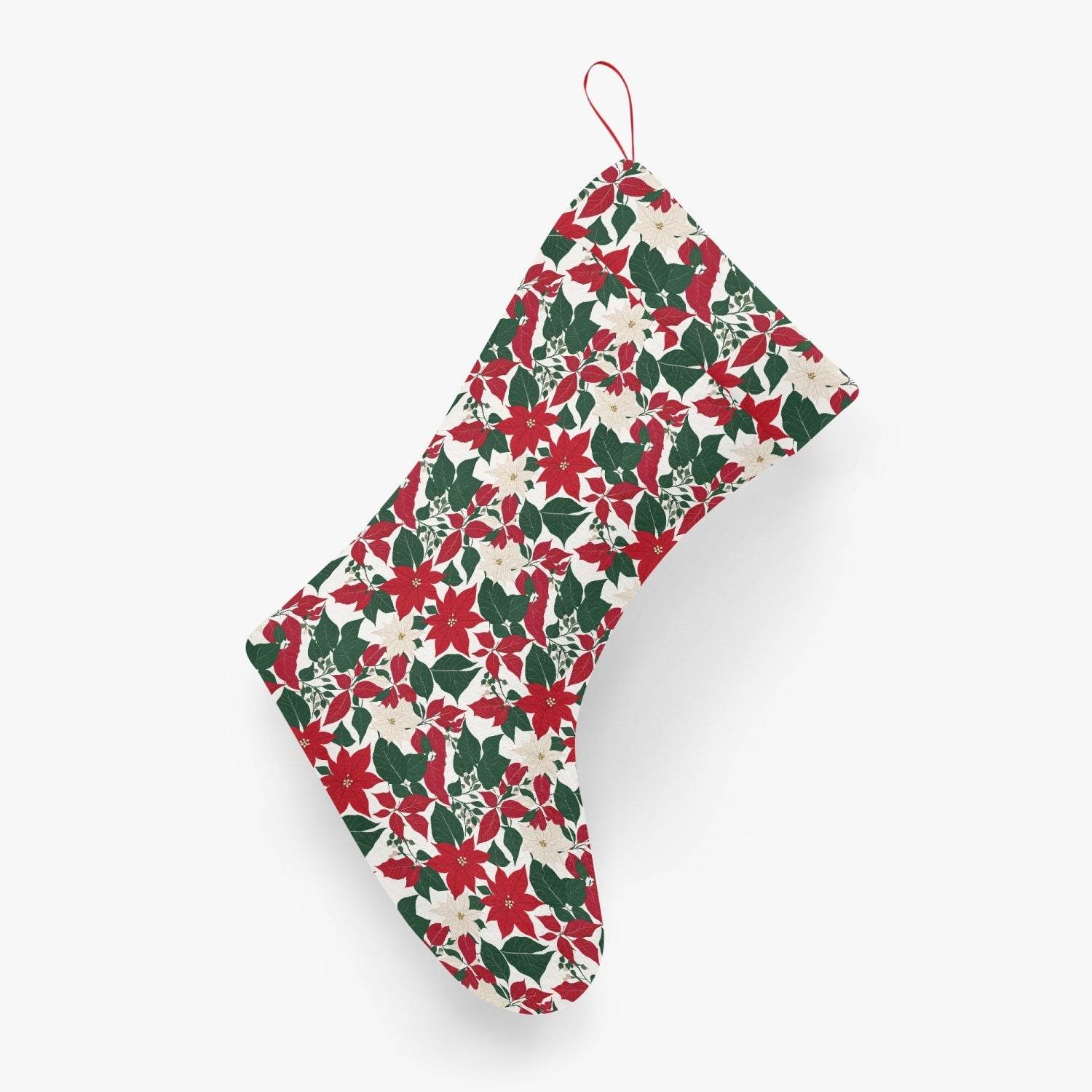 Red and White Poinsettia Christmas Santa Stockings - BUY ONE GET ONE FREE -BOGO - DeRose Seasonal