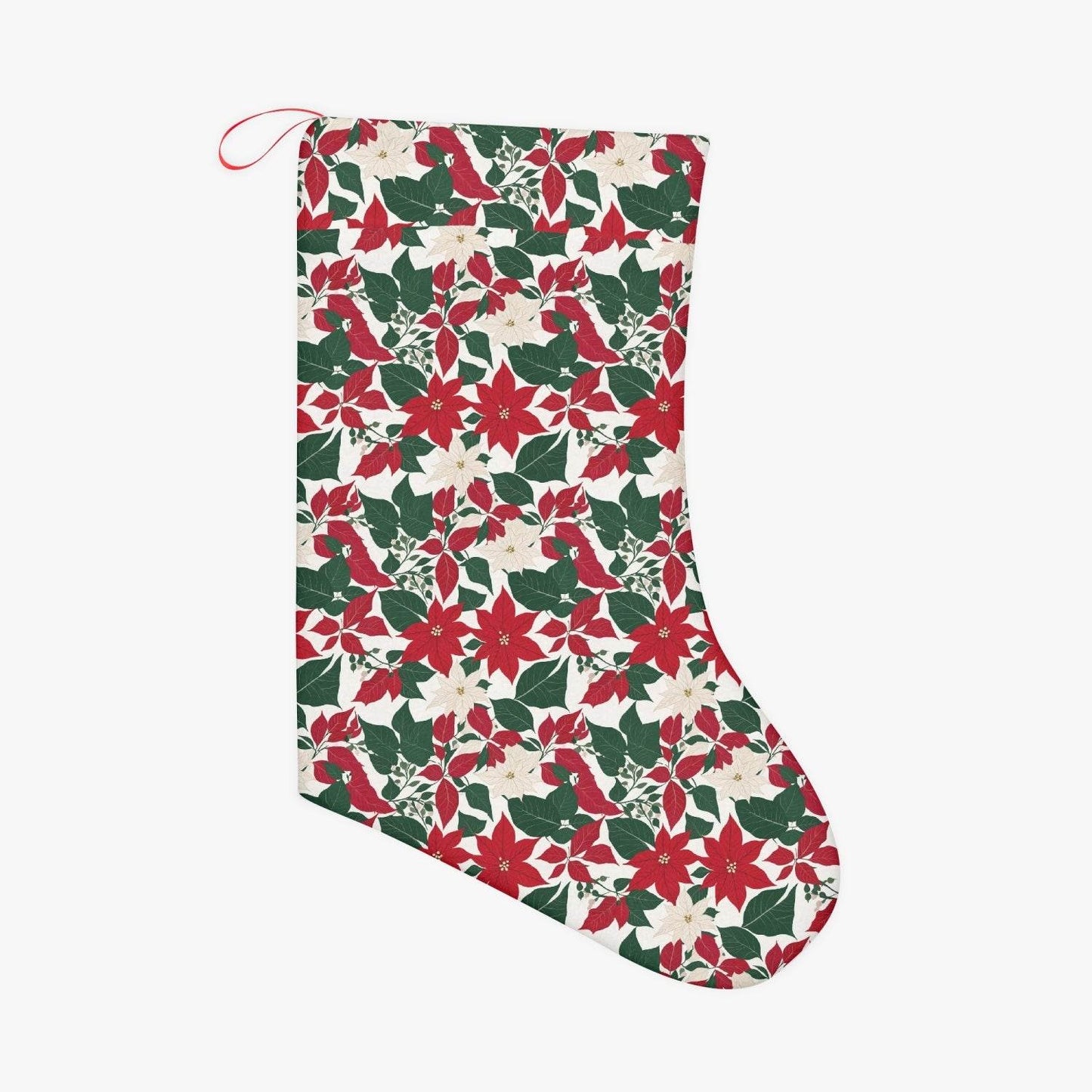 Red and White Poinsettia Christmas Santa Stockings - BUY ONE GET ONE FREE -BOGO - DeRose Seasonal