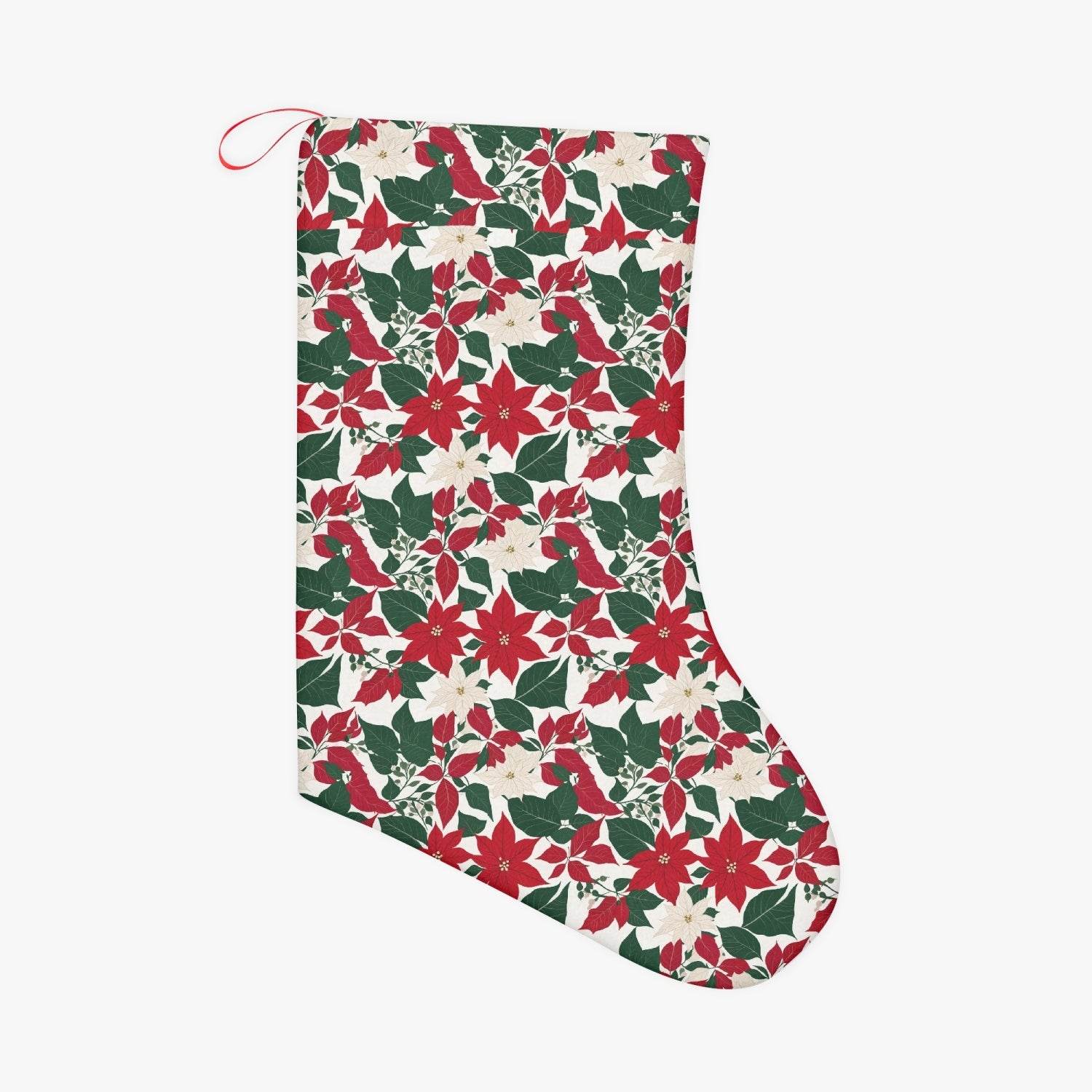 Red and White Poinsettia Christmas Santa Stockings - BUY ONE GET ONE FREE -BOGO - DeRose Seasonal