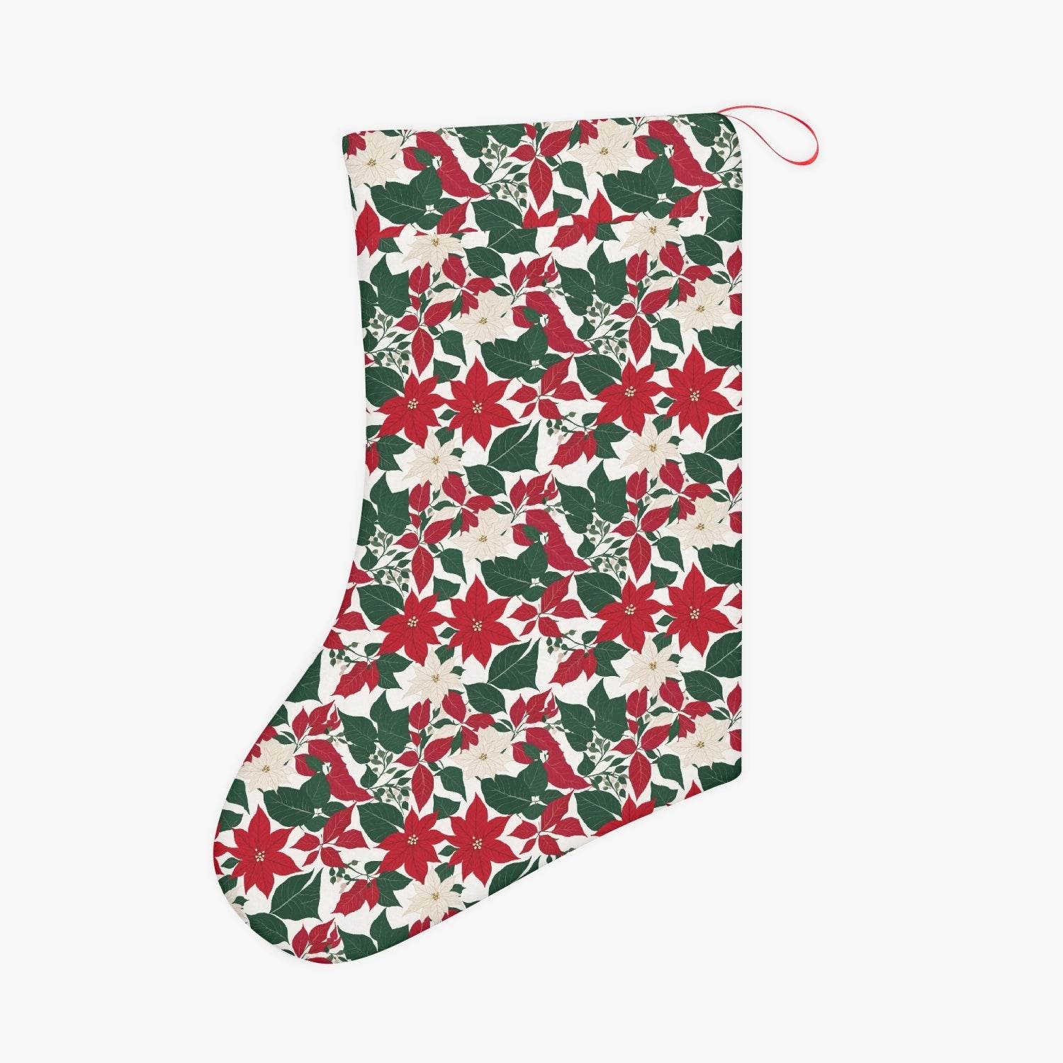 Red and White Poinsettia Christmas Santa Stockings - BUY ONE GET ONE FREE -BOGO - DeRose Seasonal