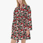 Red and White Poinsettia Women's Loose-fitting Bathrobe - DeRose Seasonal
