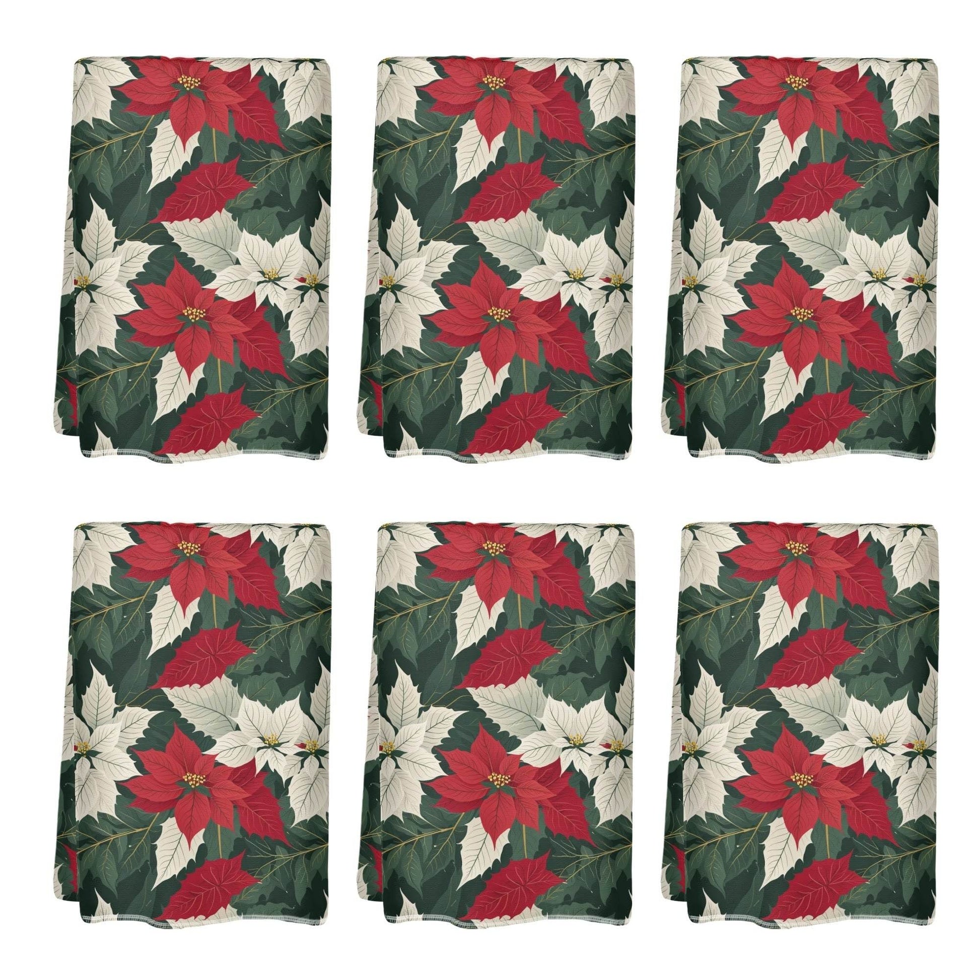 Poinsettia Hand Towels (6 Pcs) - DeRose Seasonal