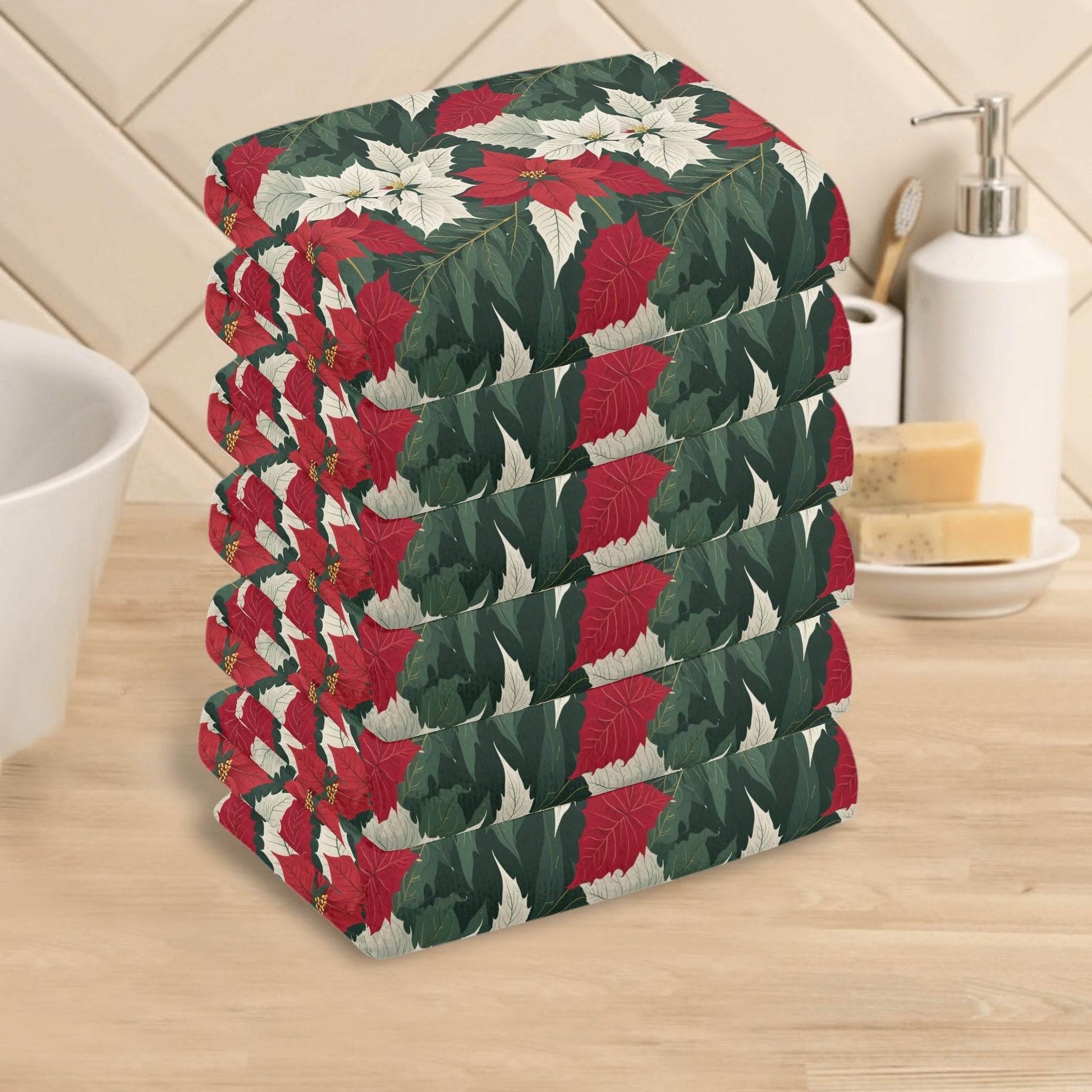Poinsettia Hand Towels (6 Pcs) - DeRose Seasonal