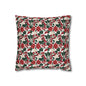 Red and White Poinsettia Spun Polyester Square Pillowcase - DeRose Seasonal