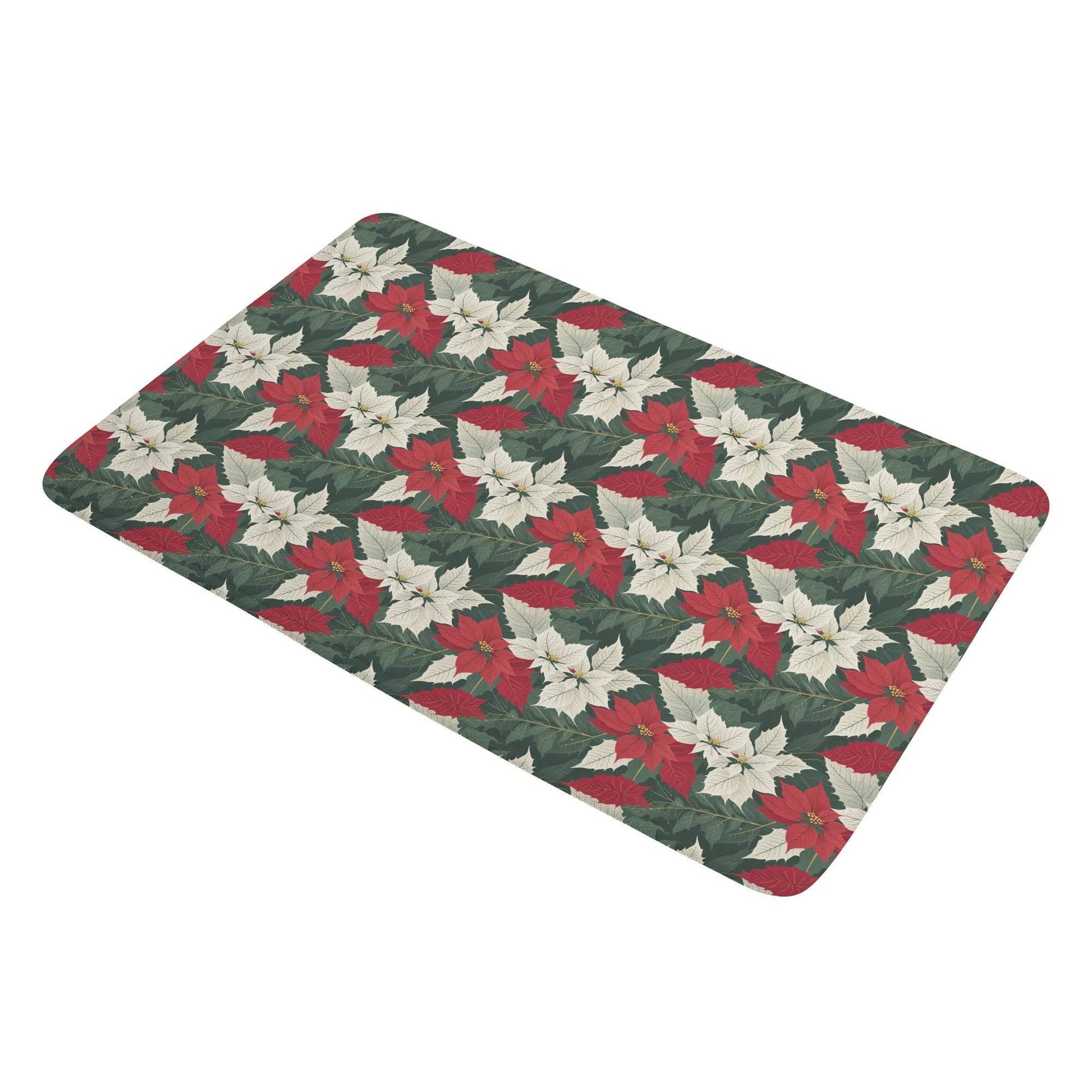 Poinsettia Plush Indoor Doormat - DeRose Seasonal
