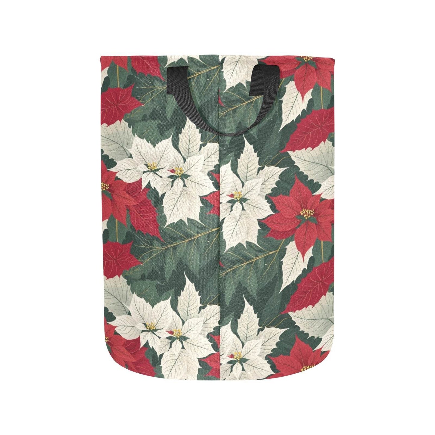 Poinsettia Polyester Laundry and Blanket Basket - DeRose Seasonal