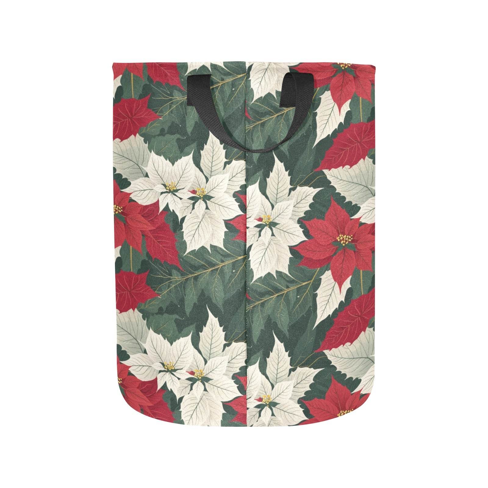Poinsettia Polyester Laundry and Blanket Basket - DeRose Seasonal