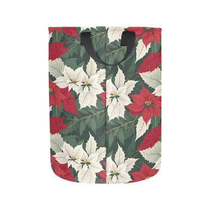 Poinsettia Polyester Laundry and Blanket Basket - DeRose Seasonal
