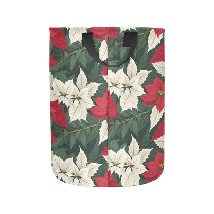 Poinsettia Polyester Laundry and Blanket Basket - DeRose Seasonal