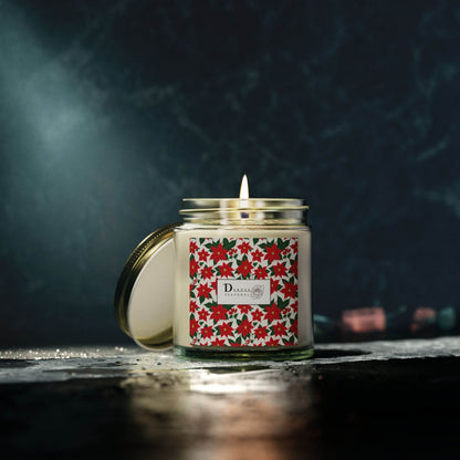 Poinsettia Scented Coconut Apricot Candles (4oz, 9oz) - DeRose Seasonal