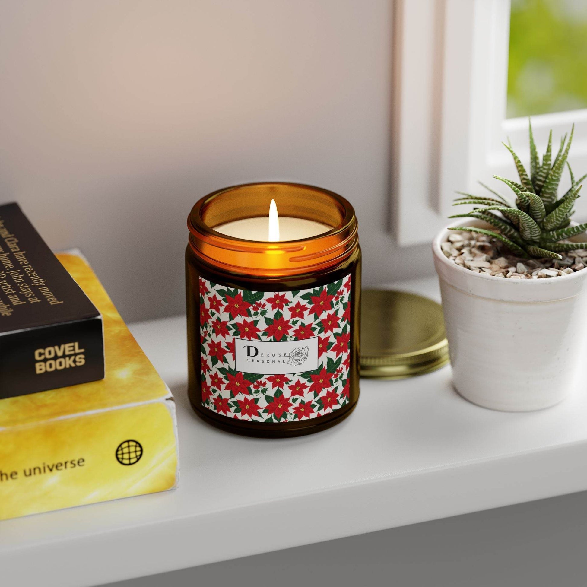 Poinsettia Scented Coconut Apricot Candles (4oz, 9oz) - DeRose Seasonal