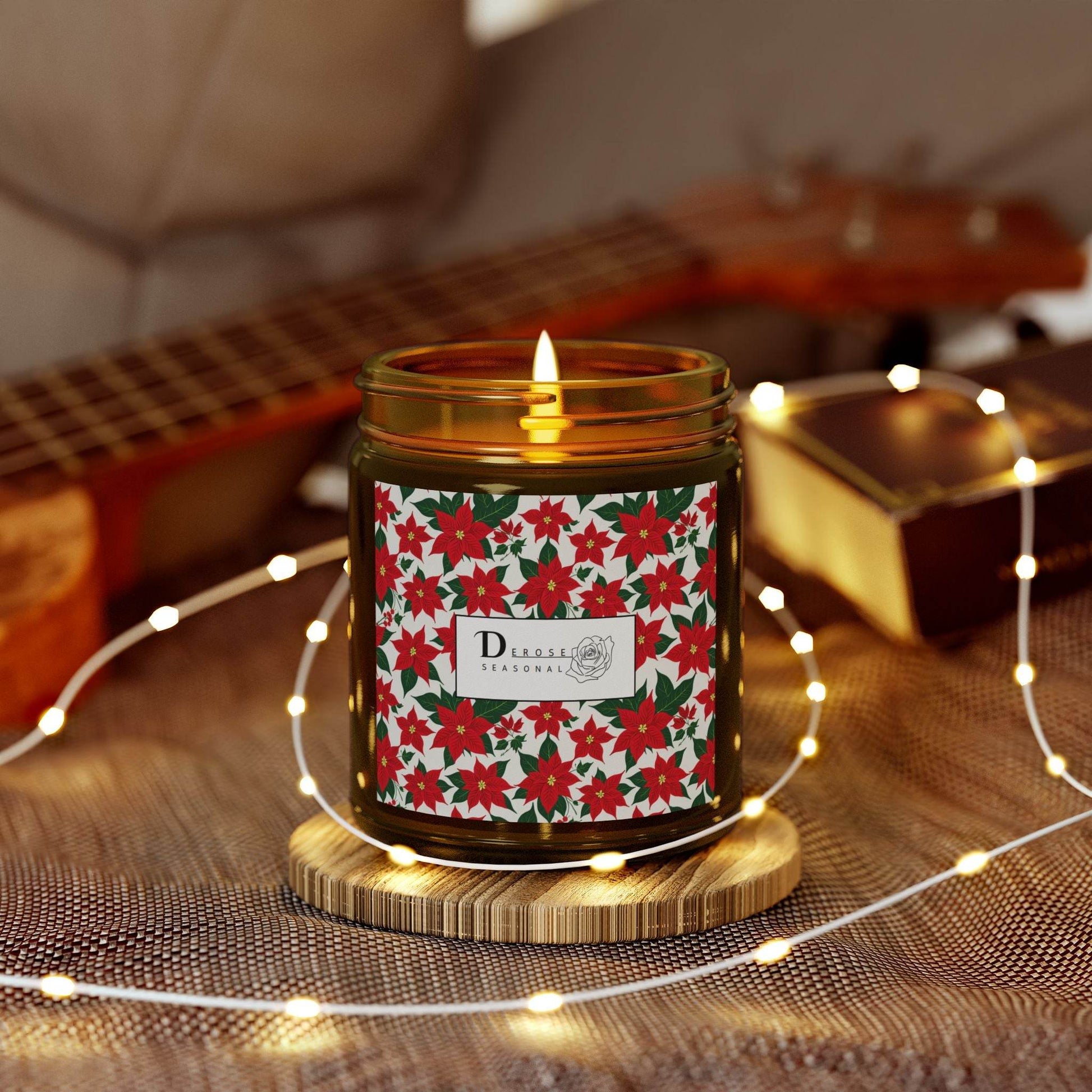 Poinsettia Scented Coconut Apricot Candles (4oz, 9oz) - DeRose Seasonal