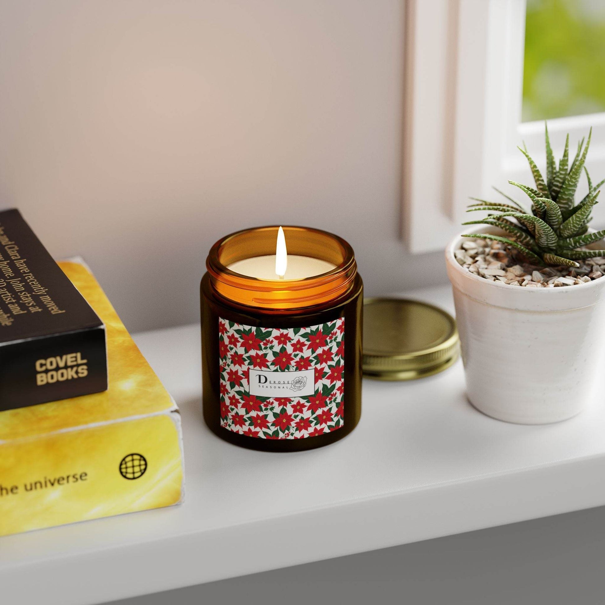 Poinsettia Scented Coconut Apricot Candles (4oz, 9oz) - DeRose Seasonal