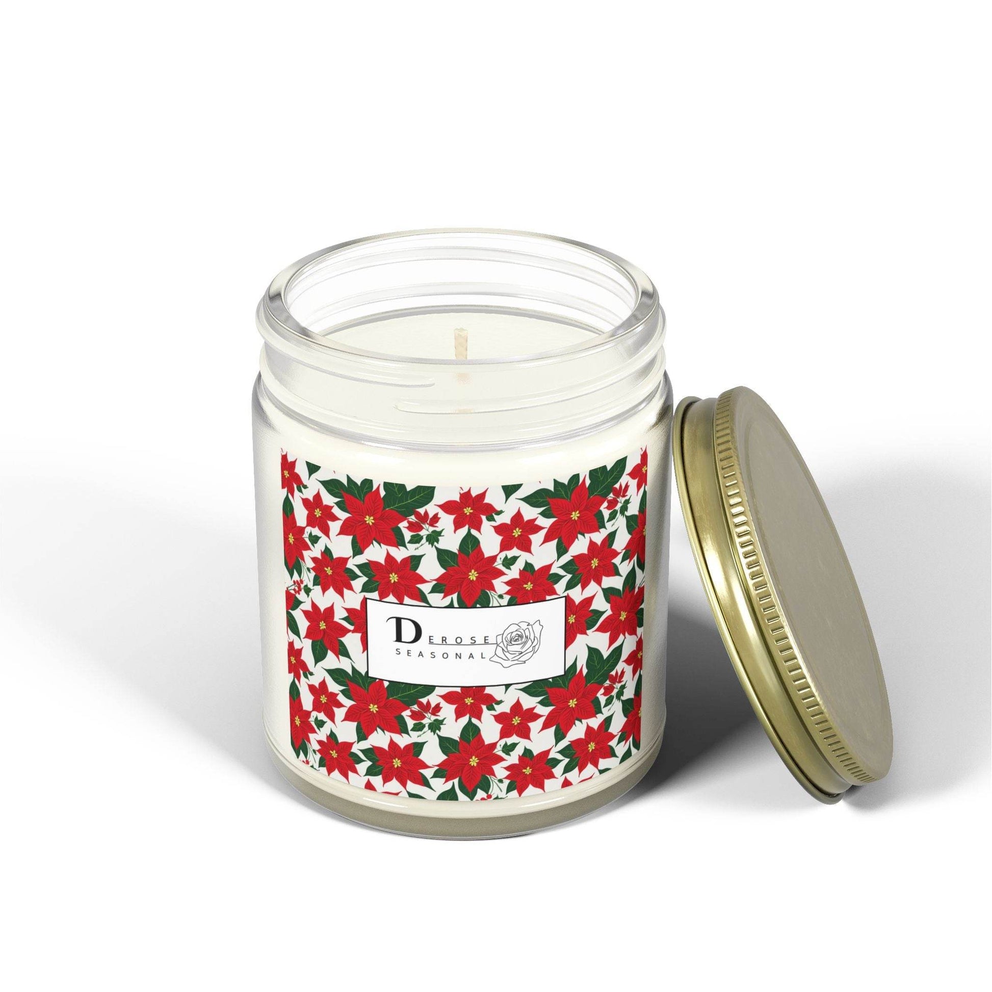 Poinsettia Scented Coconut Apricot Candles (4oz, 9oz) - DeRose Seasonal