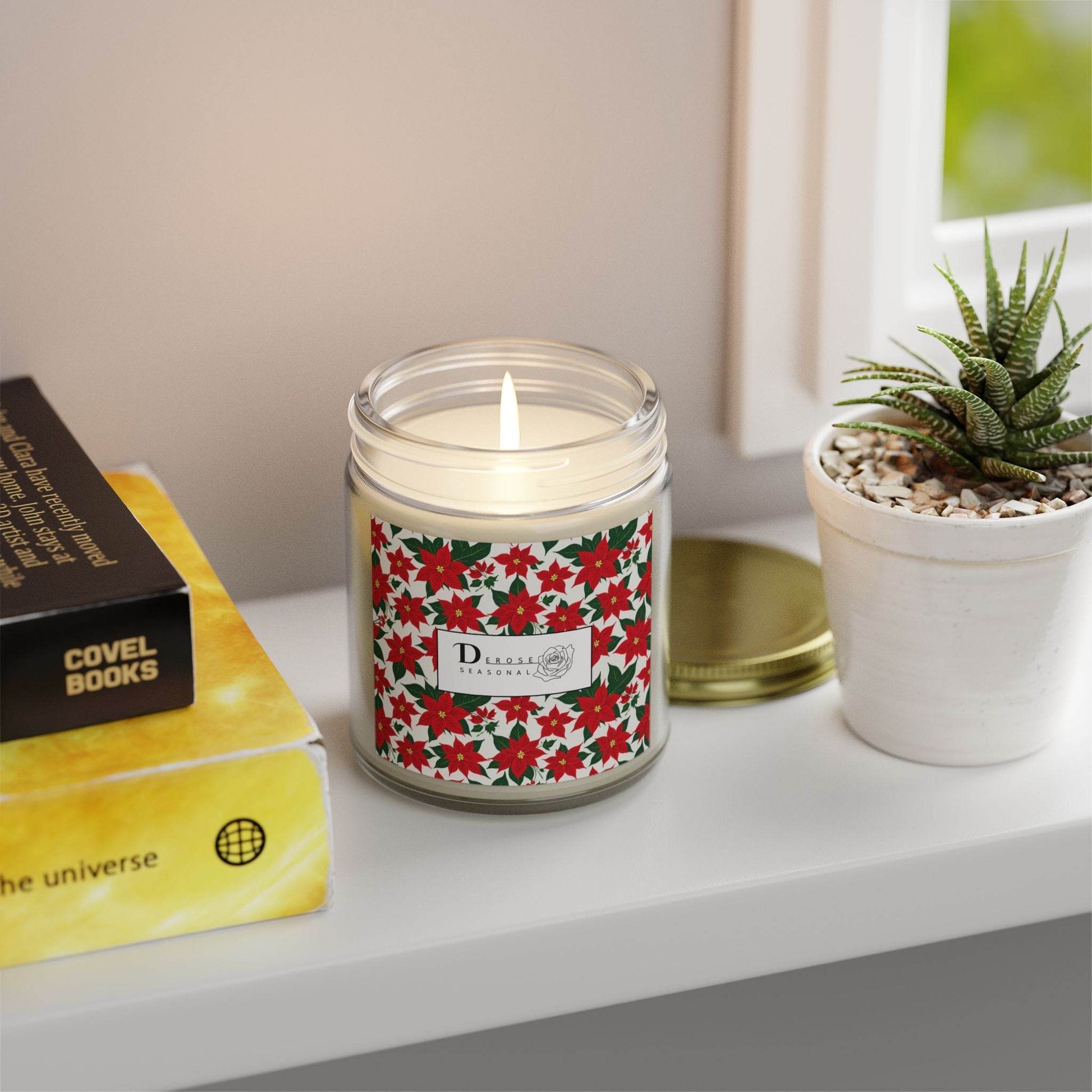 Poinsettia Scented Coconut Apricot Candles (4oz, 9oz) - DeRose Seasonal
