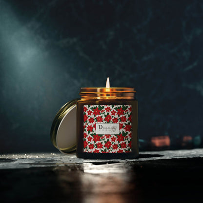 Poinsettia Scented Coconut Apricot Candles (4oz, 9oz) - DeRose Seasonal