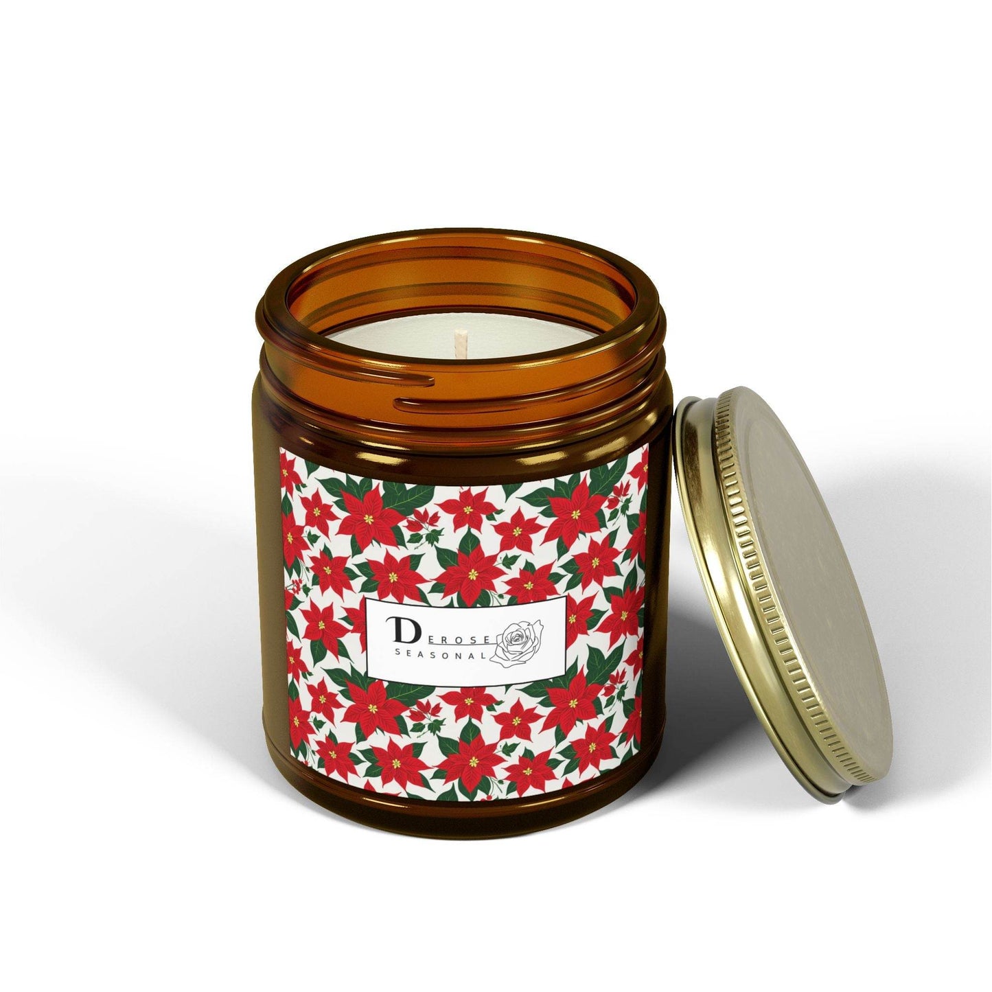 Poinsettia Scented Coconut Apricot Candles (4oz, 9oz) - DeRose Seasonal