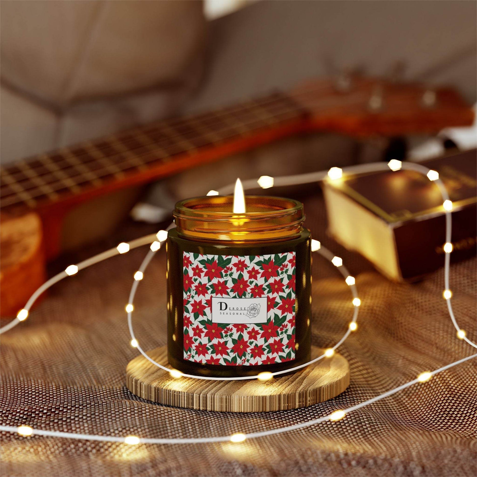 Poinsettia Scented Coconut Apricot Candles (4oz, 9oz) - DeRose Seasonal