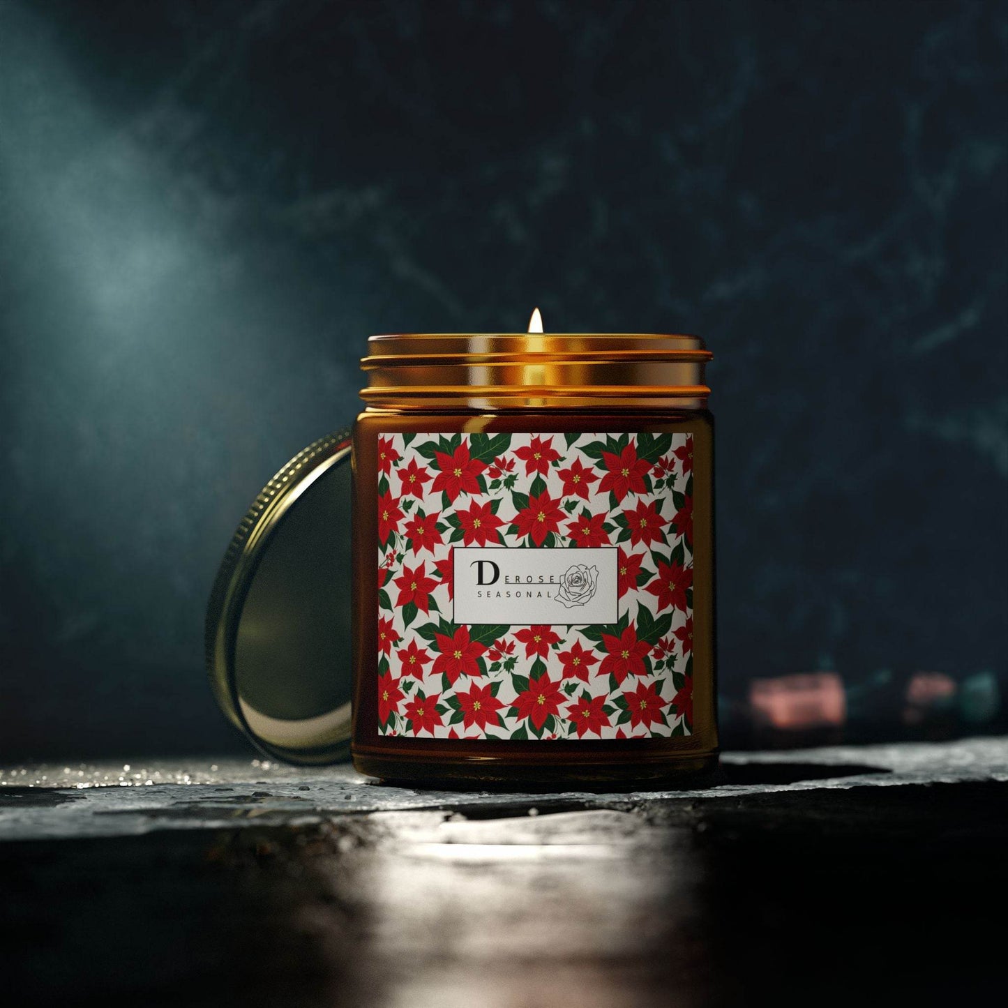 Poinsettia Scented Coconut Apricot Candles (4oz, 9oz) - DeRose Seasonal
