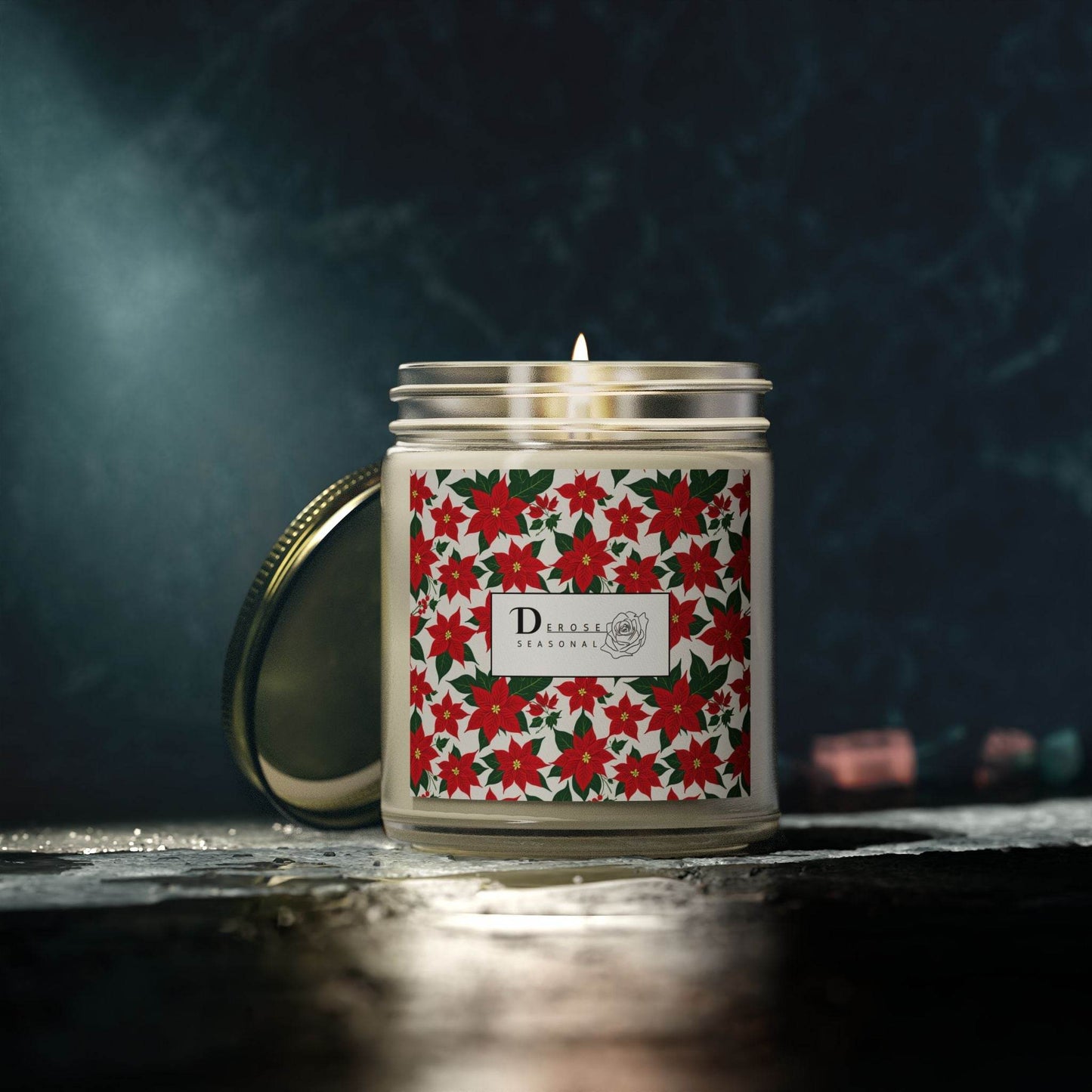 Poinsettia Scented Coconut Apricot Candles (4oz, 9oz) - DeRose Seasonal