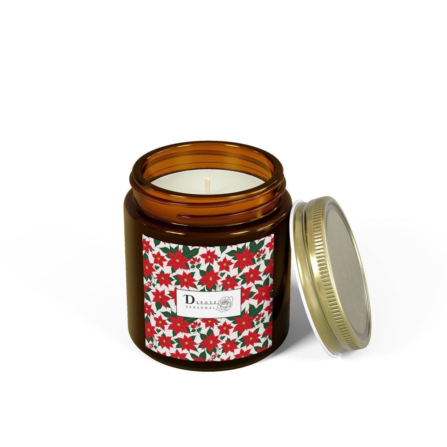 Poinsettia Scented Coconut Apricot Candles (4oz, 9oz) - DeRose Seasonal