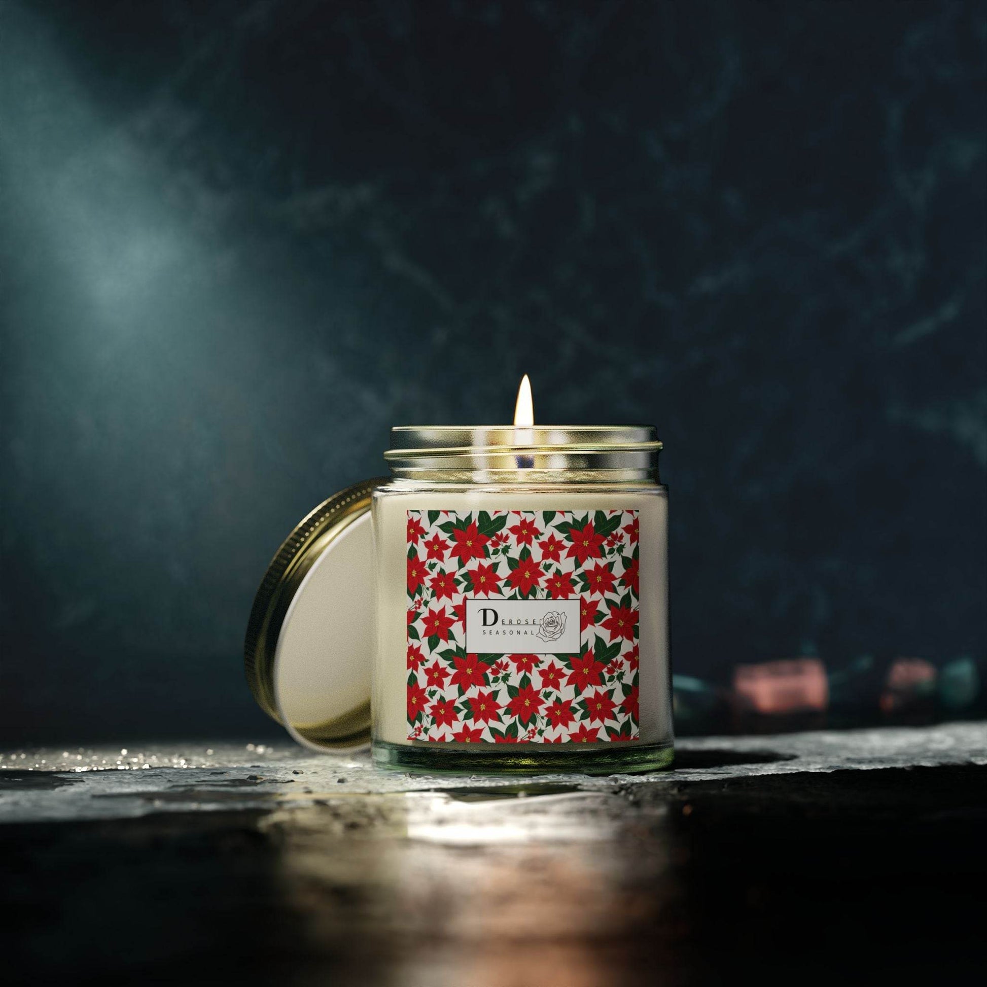 Poinsettia Scented Coconut Apricot Candles (4oz, 9oz) - DeRose Seasonal