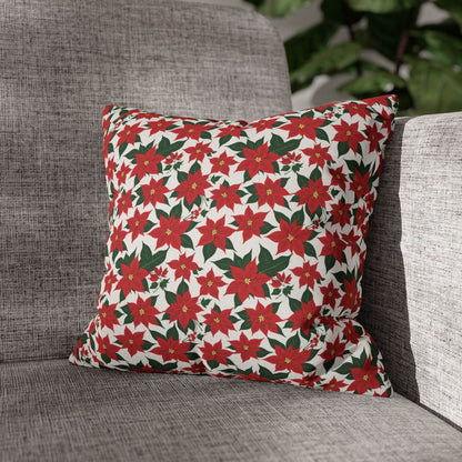 Poinsettia Floral Spun Polyester Square Pillowcase - DeRose Seasonal