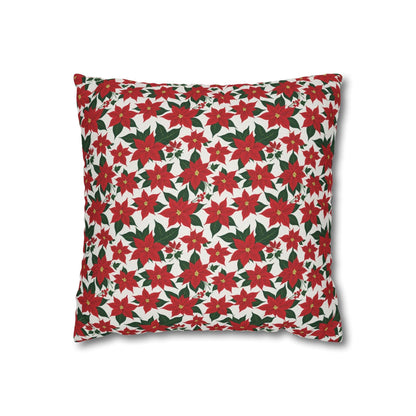 Poinsettia Floral Spun Polyester Square Pillowcase - DeRose Seasonal
