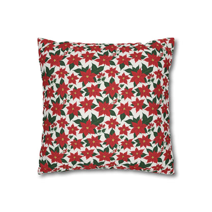 Poinsettia Floral Spun Polyester Square Pillowcase - DeRose Seasonal